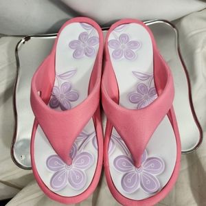 Designer Pink White Purple Molded Thong Sandals Padded Insole Size Large (9-10)